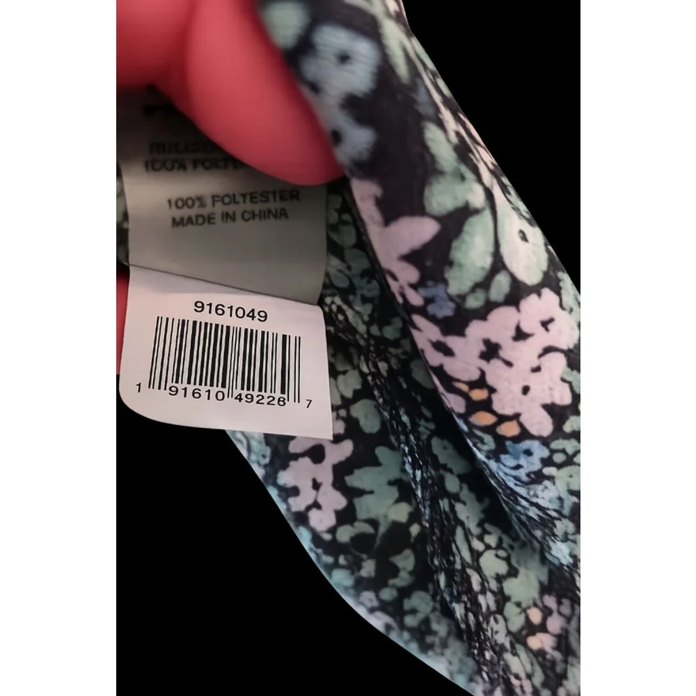 Vince Camuto Floral Bell Sleeve Blouse Size M Black Green Boho Ruffle Sleeve Top - Picture 6 of 6